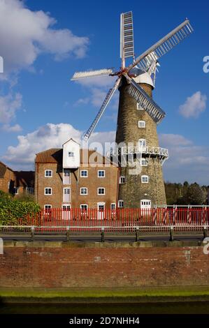 Maud Foster Windmill, Boston, Lincolnshire, England, Stock Photo