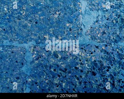 Pop art surreal style blue colored rough old stone floor surface Stock Photo