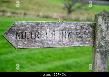 Nidderdale Way Sign, Lofthouse,  North Yorkshire Dales, UK Stock Photo