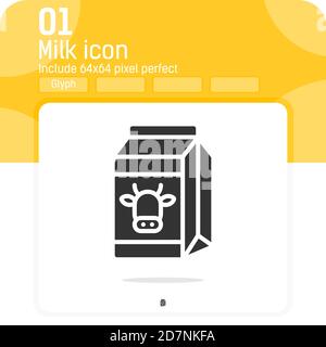 Silhouette icon milk isolated on white background. Vector illustration dairy icon for web design, ui, ux, cellular applications, drink, food Stock Vector