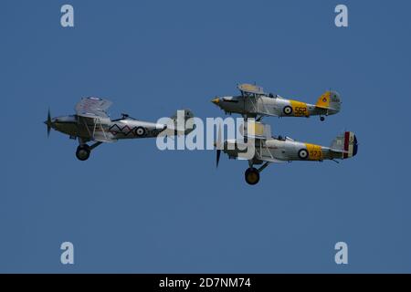 Hawker Demon and Nimrod Flypast. Old Warden, Bedfordshire, England, Stock Photo