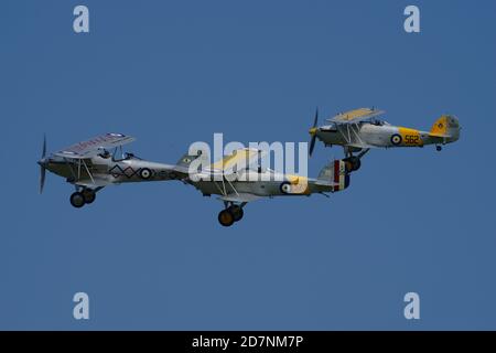 Hawker Demon and Nimrod Flypast. Old Warden, Bedfordshire, England, Stock Photo