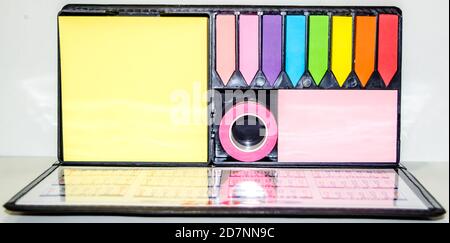 Set of different types of colorful sticky note isolated on white background. Stock Photo