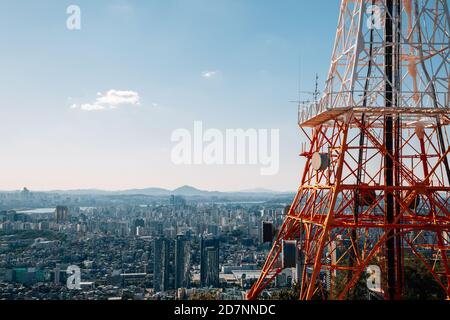 Panoramic view of Seoul city from Namsan tower in Seoul, Korea Stock Photo