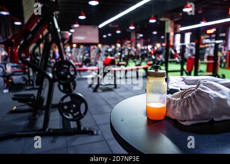 Abstract blur gym and fitness room interior for background Stock Photo