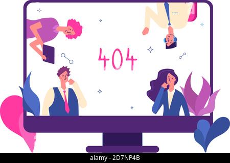 404 error page. Computer network 404 warning page lost message not found oops sign problem website vector design. Illustration of problem warning webpage Stock Vector