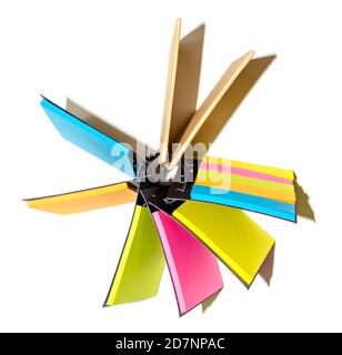 spiral notebook of sticky notes on isolate white background. Stock Photo