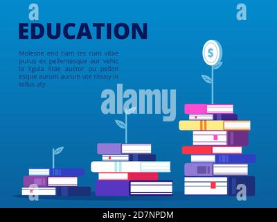 Investment in self education vector concept banner. Illustration of education investment, literature knowledge Stock Vector