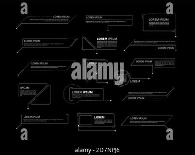 Callouts text. Title call out labels technology callout marketing boxes lower third bars business categories layout vector isolated. Illustration of callout textbox, simple white infographic Stock Vector