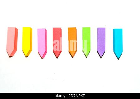 Set of different types of colorful sticky note isolated on white background. Stock Photo