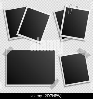 Photo frames vector set - digital photo frames design. Illustration of photography empty for album Stock Vector