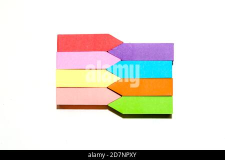 Set of different types of colorful sticky note isolated on white background. Stock Photo