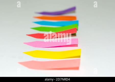 Set of different types of colorful sticky note isolated on white background. Stock Photo