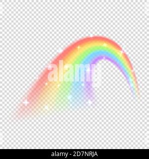 Shine rainbow vector isolated on transparent background. Illustration of rainbow colorful shine, nature light Stock Vector