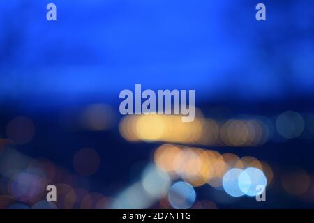 abstract blue background bokeh lights Stock Photo
