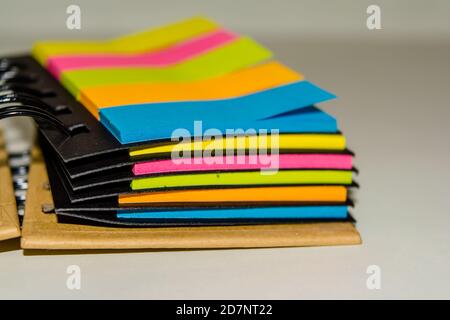 spiral notebook of sticky notes on isolate white background. Stock Photo
