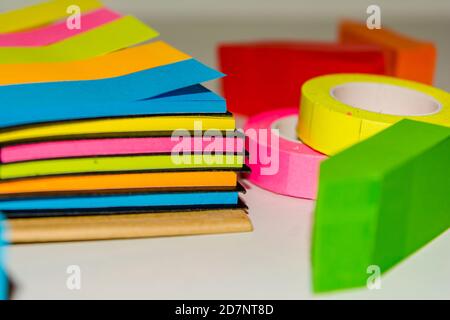 spiral notebook of sticky notes on isolate white background. Stock Photo