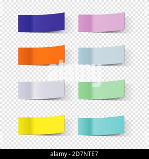 Sticky note papers, paper bookmarks vector set. Illustration of sticky paper for note and message Stock Vector