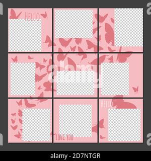 Social media posts puzzle template vector - inspired by instagram design. Illustration of social story instagram, place for photography Stock Vector