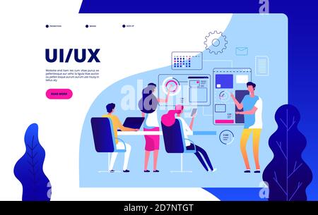 Ui ux landing page. Best user experience automation digital ui ux testing vector modern concept. Ui ux development, interface website illustration Stock Vector