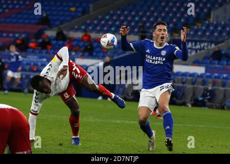 Cardiff, UK. 24th Oct, 2020. Harry Wilson of Cardiff city reacts after he has a great chance to score in injury time but miss kicks the ball. EFL Skybet championship match, Cardiff city v Middlesbrough at the Cardiff City Stadium in Cardiff, Wales on Saturday 24th October 2020. this image may only be used for Editorial purposes. Editorial use only, license required for commercial use. No use in betting, games or a single club/league/player publications. pic by Andrew Orchard/Andrew Orchard sports photography/Alamy Live news Credit: Andrew Orchard sports photography/Alamy Live News Stock Photo