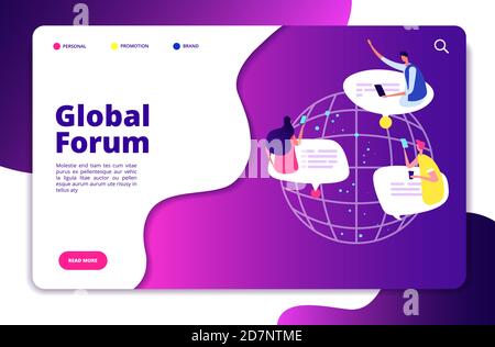 Internet forum concept. People discussion mobile networking communication friend chatting group user email technology vector design. World connect forum, social people connect illustration Stock Vector