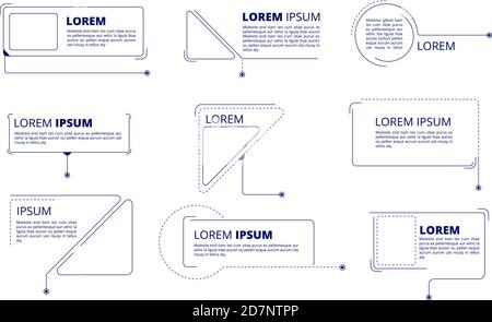 Callouts titles. Text labels technology callout marketing title boxes lower third bars vector isolated set. Title box third line, graph chart illustration Stock Vector