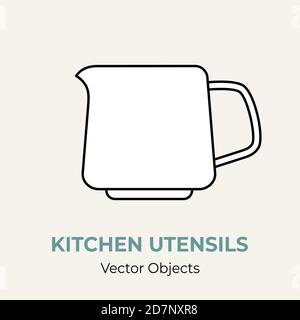 Milk pitcher jug creamer simple form vector illustration. Vector line illustration isolated logo icon cafe menu banner Stock Vector