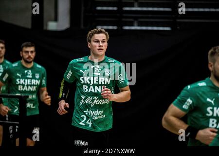 Kolding, Denmark. 23rd, October 2020. Niklas Moltke (24) of Skjern Handball seen in the Danish Men’s Handball League match between KIF Kolding and Skjern Handball at Sydbank Arena in Kolding. (Photo credit: Gonzales Photo - Lasse Lagoni). Stock Photo