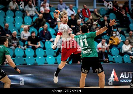 Kolding, Denmark. 23rd, October 2020. Peter Balling (26) of KIF Kolding Handball seen in the Danish Men’s Handball League match between KIF Kolding and Skjern Handball at Sydbank Arena in Kolding. (Photo credit: Gonzales Photo - Lasse Lagoni). Stock Photo