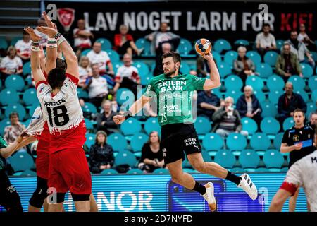 Kolding, Denmark. 23rd, October 2020. Eivind Tangen (25) of Skjern Handball seen in the Danish Men’s Handball League match between KIF Kolding and Skjern Handball at Sydbank Arena in Kolding. (Photo credit: Gonzales Photo - Lasse Lagoni). Stock Photo