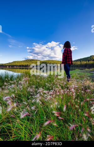 Girl in Beautiful Canadian Nature Stock Photo