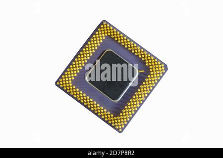 Main processor of desktop computer close-up isolated on white background. Stock Photo