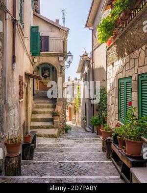 Beautiful sight in Rocca Canterano, picturesque village in the Province of Rome, Lazio, Italy. Stock Photo