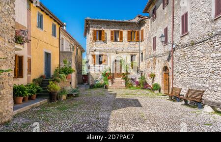Beautiful sight in Rocca Canterano, picturesque village in the Province of Rome, Lazio, Italy. Stock Photo