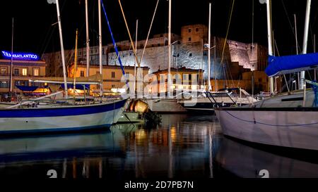 Boats Moored in Borgo Marinari.  Naples, Italy Stock Photo