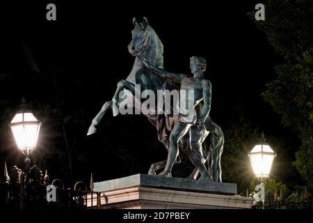 Cavalli di Bronzo (Bronze Horse) by Peter Clodt von Jürgensburg at the gate of the Royal Palace.  Naples, Italy Stock Photo