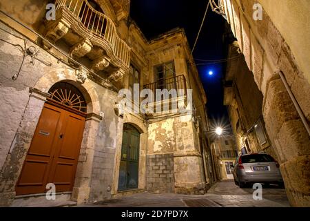 Street at Night, Syracuse, Sicily, Italy Stock Photo