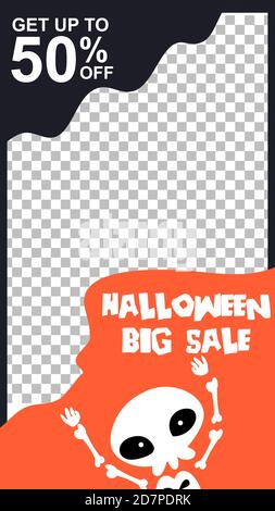 Editable Sosial media template Halloween sale background ,sale banner for web, poster design template, vector illustration eps.10 Stock Vector