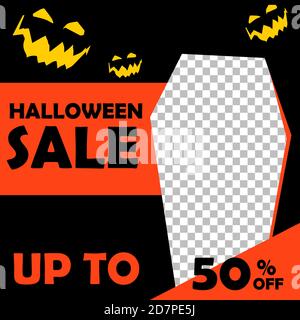 Editable Halloween sale background template. Vector Design web banner for social media. Post layout template Stock Vector