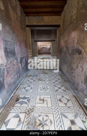 Herculaneum, ancient Roman town: Casa dell'Atrio a Mosaico. Herculaneum Archaeological site, Ercolano, Italy. Stock Photo
