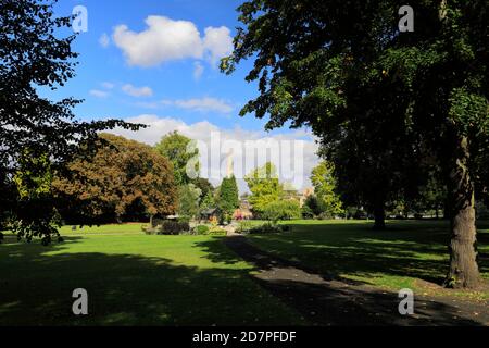 View over the parkland of Christs Pieces, Cambridge City, Cambridgeshire, England, UK Stock Photo