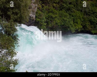Water Flowing Over Huka Falls In Taupo