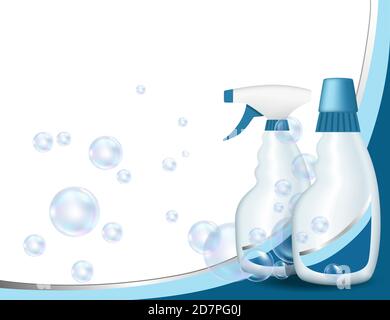 Realistic templates package for bottles toilet cleaner plastic bottles with cleaning gel vector illustration Stock Vector