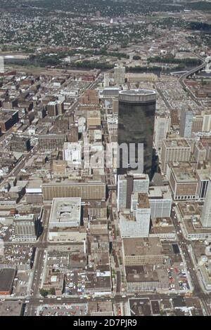 Nicollet Mall and surroundings. I.D.S. (Investors Diversified Services) building dominates (in or near Minneapolis) ca. 1973 Stock Photo