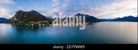 Aerial view, Menaggio in the morning, Lake Como, Lago di Como, Province of Como, Lombardy, Italy Stock Photo