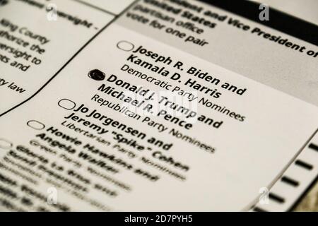 United States Presidential Election Ballot Stock Photo