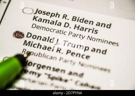 United States Presidential Election Ballot Stock Photo