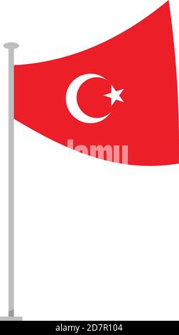 turkey flag icon over white background, flat style, vector illustration Stock Vector