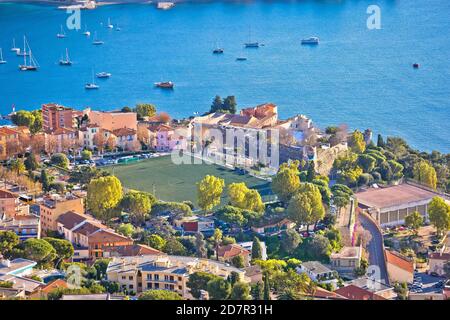 Villefranche sur Mer. Idyllic town on French riviera coastline view, Alpes-Maritimes region of France Stock Photo